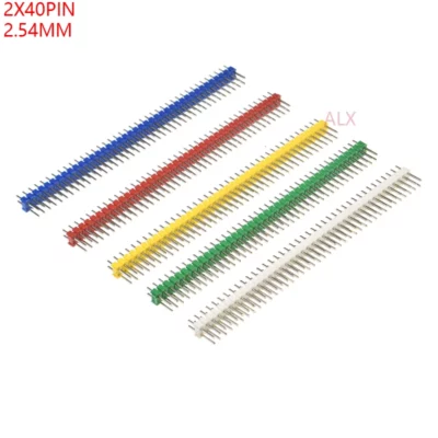 Connecteur male header 1×40 pins 1 colonne 2.54 inch vert/bleu/blanc/rouge/jaune (pack de 5 piéces)