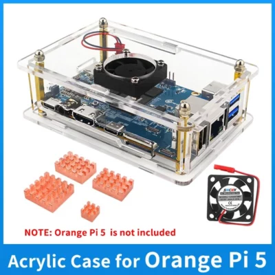 kit Boîtier Transparent en acrylique, ventilateur de refroidissement, dissipateurs de chaleur pour Orange Pi 5